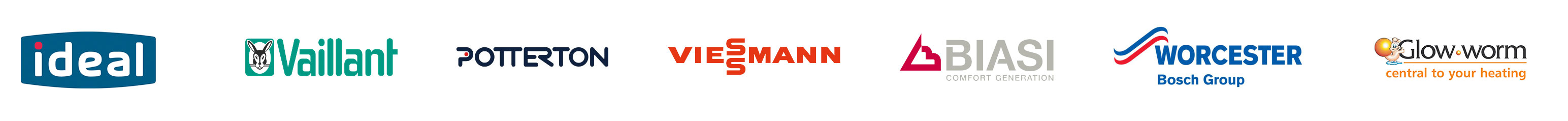 Ideal, Vaillant, Potterton, Viessmann, Biasi, Worcester Bosch and Glow-worm boiler brands